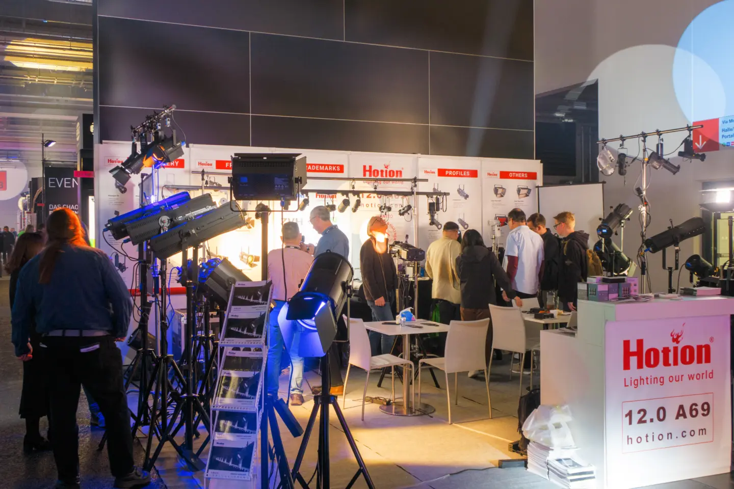 Prolight Sound Frankfurt - Hotion booth - people check lighting products